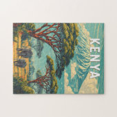 Kenya Illustration Travel Art Vintage Legpuzzel (Horizontaal)