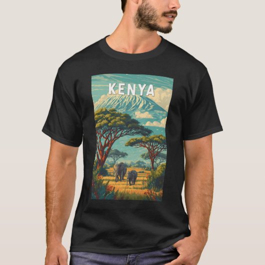 Kenya Illustration Travel Art Vintage T-shirt (Voorkant)