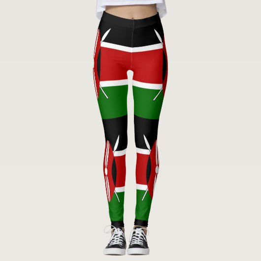 Kenya Maasai vlag Bendera ya Kenya Leggings (Voorkant)