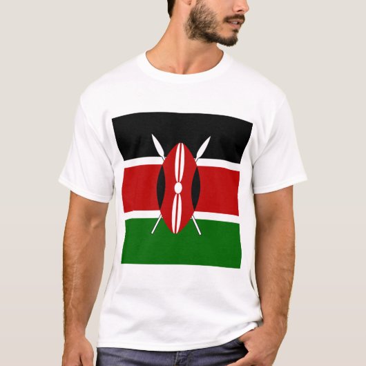 Kenya Maasai vlag Bendera ya Kenya T-shirt (Voorkant)