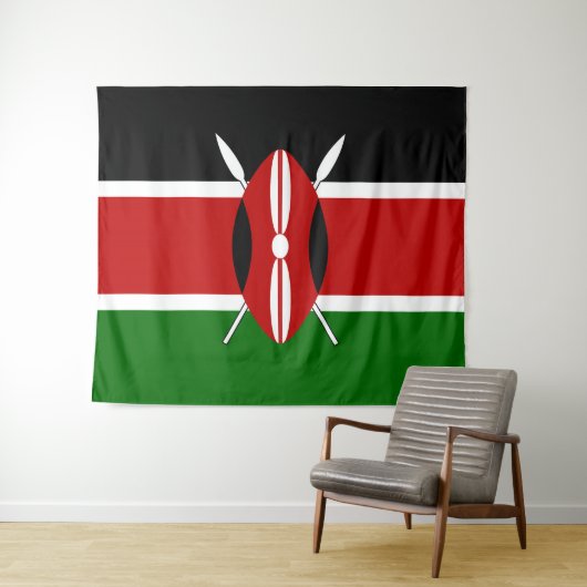 Kenya Maasai vlag Bendera ya Kenya Wandkleed (In Situ (horizontaal))