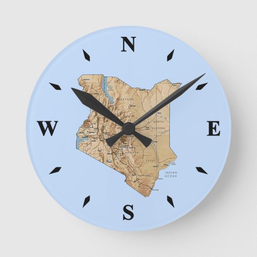 Kenya Map Clock Ronde Klok (Voorkant)