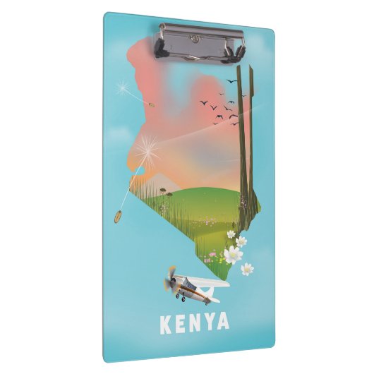 Kenya Map Illustration reisposter. Klembord (Rechts)