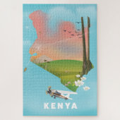 Kenya Map Illustration reisposter. Legpuzzel (Verticaal)