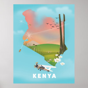 Kenya Map Illustration reisposter. Poster
