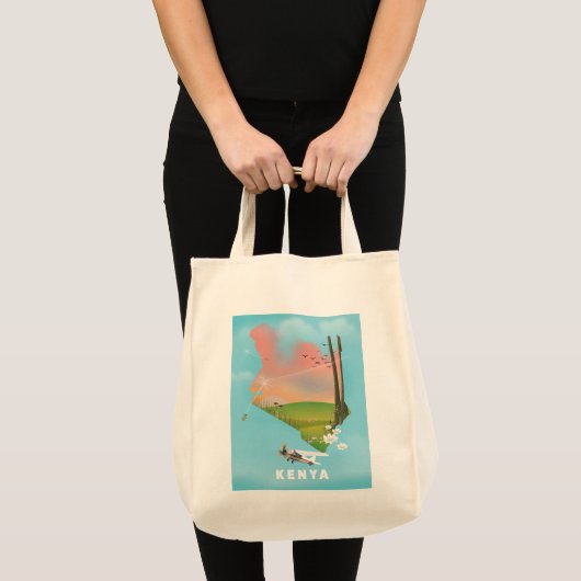Kenya Map Illustration reisposter. Tote Bag (Voorkant (product))