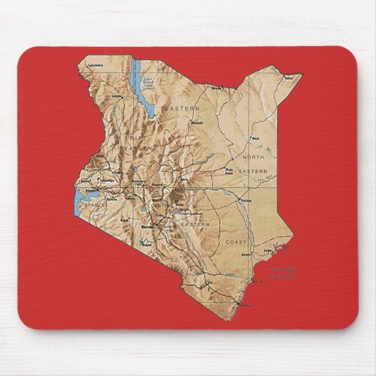 Kenya Map Mousepad Muismat (Voorkant)