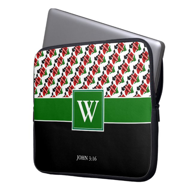 KENYA Monogram Christelijke GROEN laptop Sleeve (Voorkant Links)