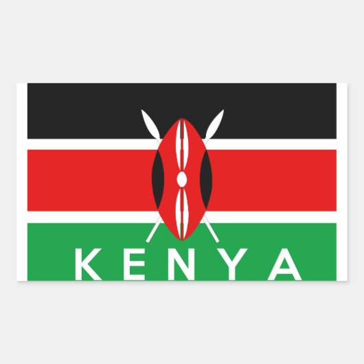 kenya naam van het vlaggensymbool van het land rechthoekige sticker (Voorkant)