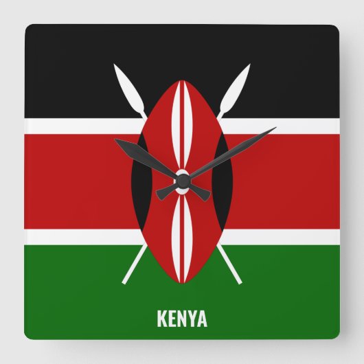 Kenya National Flag Patriotic Vierkante Klok (Voorkant)