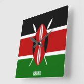 Kenya National Flag Patriotic Vierkante Klok (Hoek)