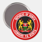 Kenya Round Emblem Magneet (Voorkant / Achterkant)