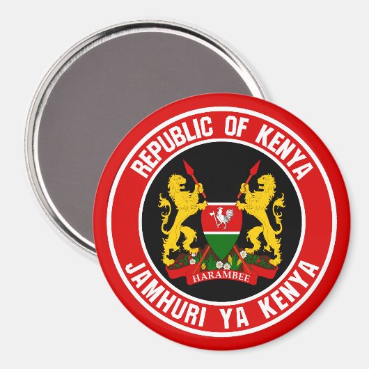Kenya Round Emblem Magneet (Voorkant / Achterkant)