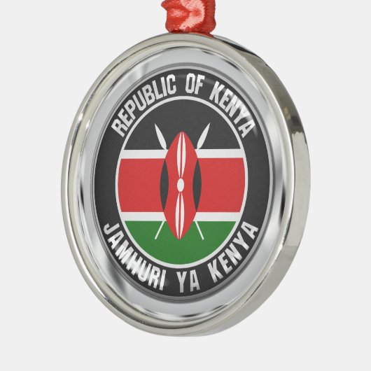 Kenya Round Emblem Metalen Ornament (Links)