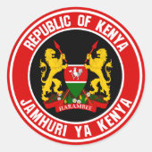 Kenya Round Emblem Ronde Sticker (Voorkant)