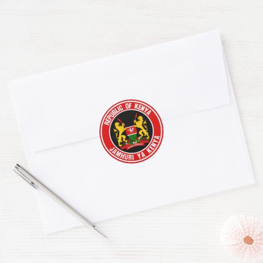 Kenya Round Emblem Ronde Sticker (Envelop)