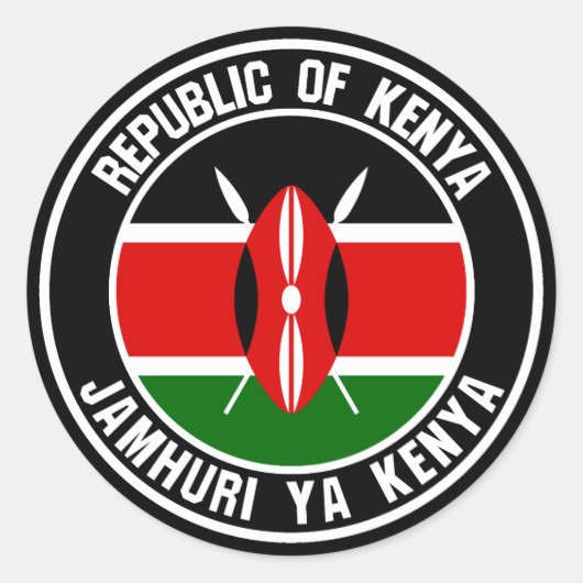 Kenya Round Emblem Ronde Sticker (Voorkant)