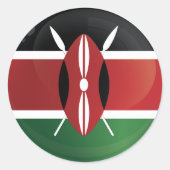 Kenya Round Icon Flag Ronde Sticker (Voorkant)