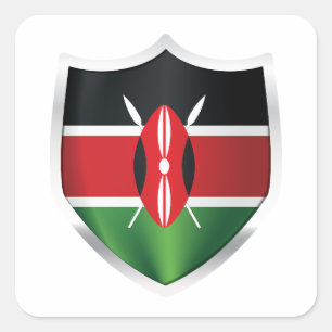 Kenya Silver Shield Flag Vierkante Sticker