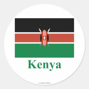 Kenya vlag met naam ronde sticker