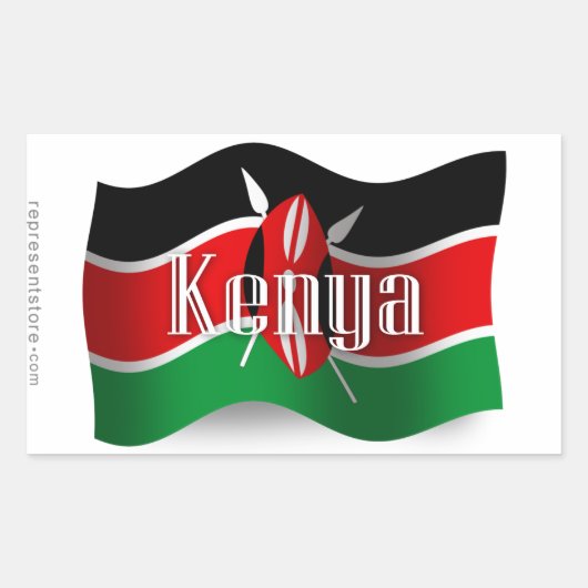Kenya Waving Flag Rechthoekige Sticker (Voorkant)