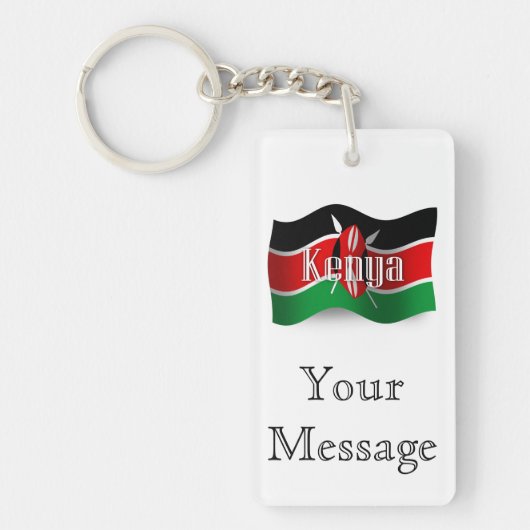Kenya Waving Flag Sleutelhanger (Voorkant)