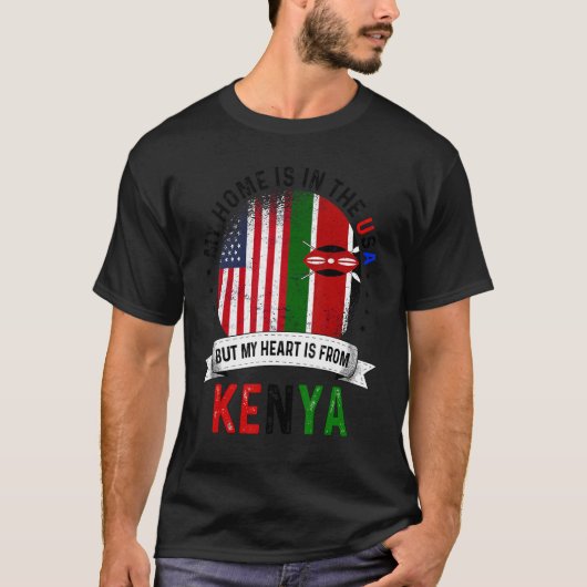 Kenyan - Amerikaans patriothart komt van de Kenia- T-shirt (Voorkant)