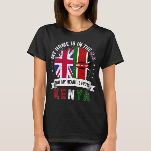Kenyan British Heart komt uit Kenya Grown T-shirt (Voorkant)