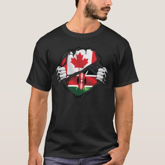 Kenyan Canadian Hands Ripped Roots Flag T-shirt (Voorkant)