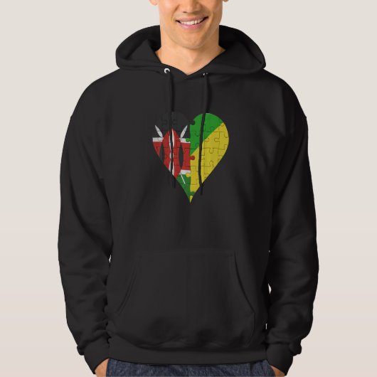 Kenyan Congon Flag Heart Hoodie (Voorkant)