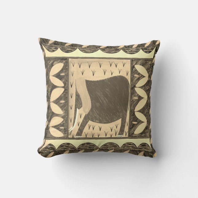 Kenyan Elephant Sepia Sierkussen (Voorkant)