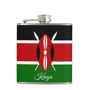 Kenyan Flag & Heart, reizen Kenia/sportfans Heupfles