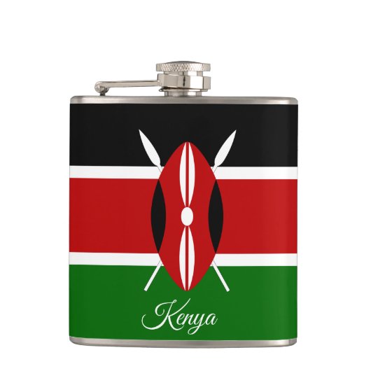 Kenyan Flag & Heart, reizen Kenia/sportfans Heupfles (Voorkant)