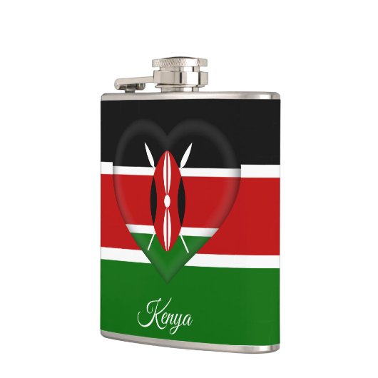Kenyan Flag & Heart, reizen Kenia/sportfans Heupfles (Links)