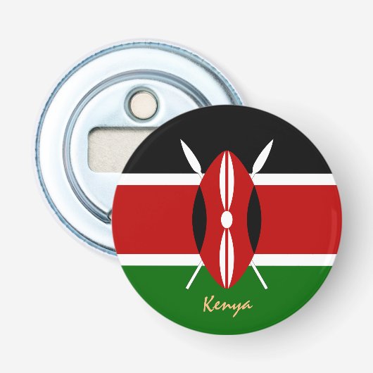 Kenyan Flag & Kenia party /sport Africa drink Button Flesopener (Voorkant)