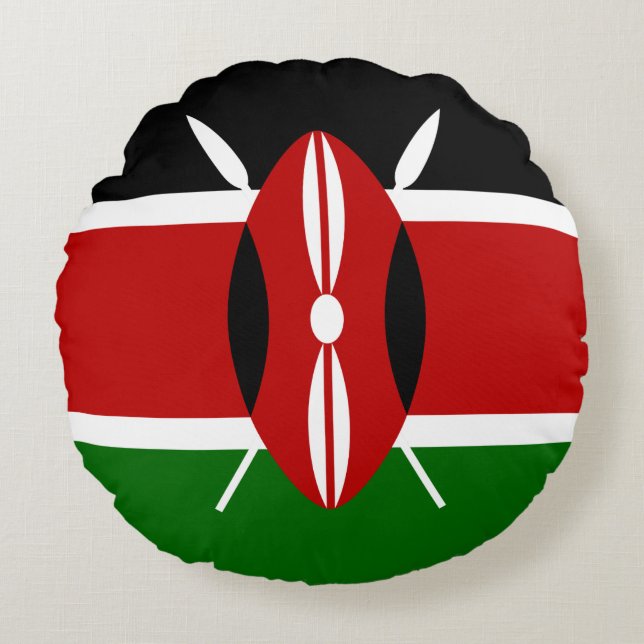 Kenyan Flag (Kenia) Rond Kussen (Voorkant)