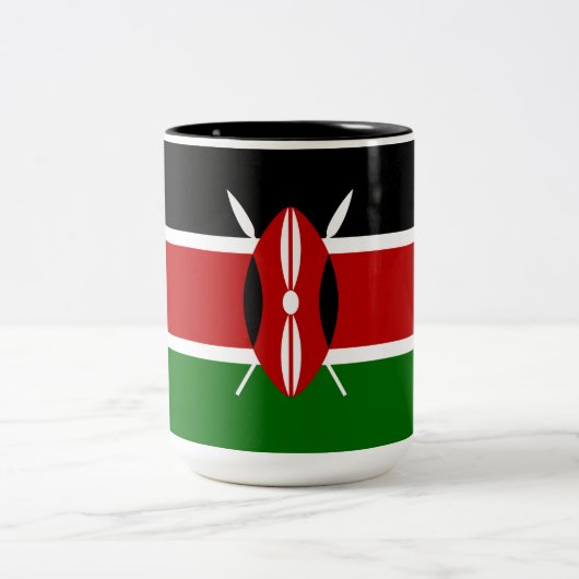 Kenyan Flag (Kenia) Tweekleurige Koffiemok (Center)