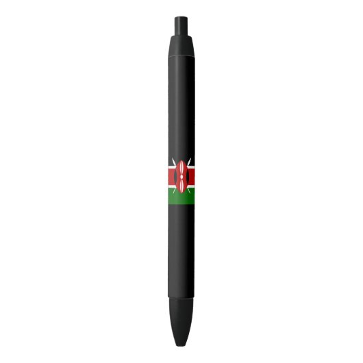 Kenyan Flag (Kenia) Zwarte Inkt Pen (Voorkant Verticaal)