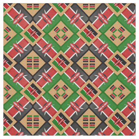 Kenyan Flag & Trendy Kenya Fabric mode GLD Stof (Close Up)