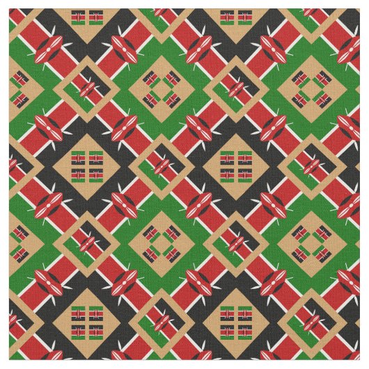 Kenyan Flag & Trendy Kenya Fabric mode GLD Stof (Close Up)