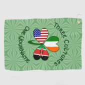 Kenyan Irish American Flags Shamrock Personalized Golfhanddoek (Horizontaal)