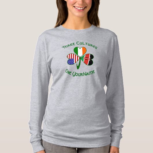 Kenyan Irish American Flags Shamrock Personalized T-shirt (Voorkant)