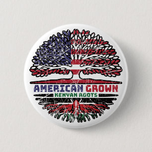 Kenyan Kenia US American USA United States Tree Ronde Button 5,7 Cm