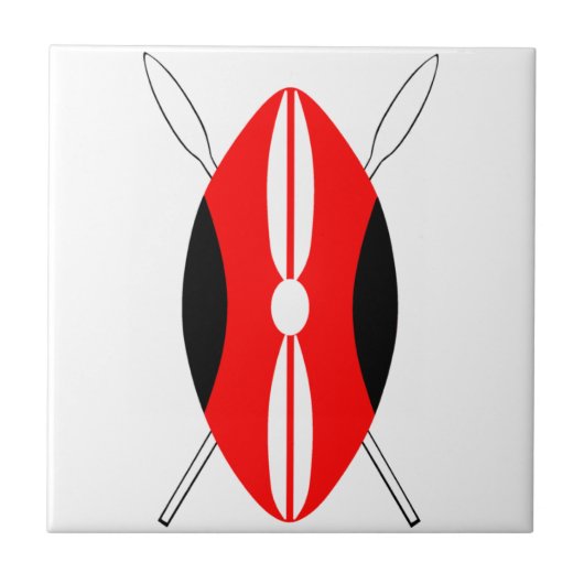 Kenyan Maasai Shield Tegeltje (Voorkant)