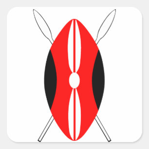 Kenyan Maasai Shield Vierkante Sticker