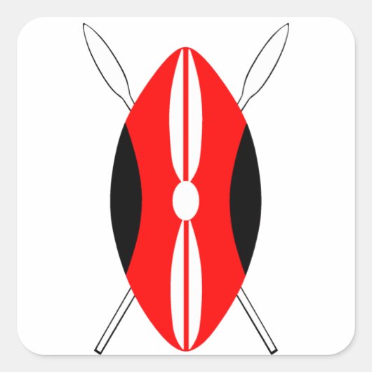 Kenyan Maasai Shield Vierkante Sticker (Voorkant)