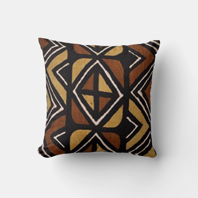 Kenyan Mud Cloth Pattern #2 Pillow Kussen (Voorkant)