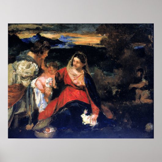 Kenyon Cox na Titian's Madonna van het konijn Poster (Voorkant)