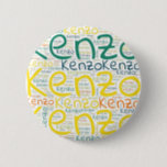 Kenzo Ronde Button 5,7 Cm<br><div class="desc">Kenzo. Show en draag deze populaire, mooie mannelijke voornaam die is ontworpen als kleurrijke tekstwolk gemaakt van horizontale en verticale krommende typografie van handletters in verschillende maten en schattige verse kleuren. Draag je positieve amerikaanse naam of show de wereld waar je van houdt of waar je van houdt. Merk met...</div>