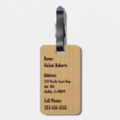 Keokea Beach Faux Wood Surfboard Bagagelabels (Achterkant verticaal)